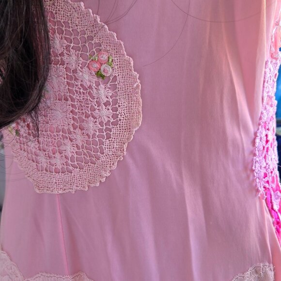 One-of-a-Kind Rose Garden Slip Dress - Vintage Lace & Embroidered Chiffon - Picture 11 of 11